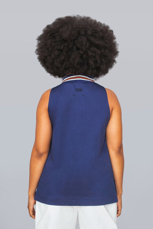 TFP WOMEN'S STRIPED NECK SLEEVELESS T-SHIRT